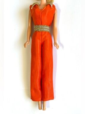 Vintage Barbie 1978 Best Buy Orange Disco Jumpsuit with Gold Belt #2553